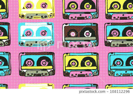Cassettes seamless pattern . Cassettes seamless pattern . 108112296
