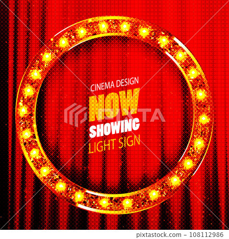 Round retro frame with light bulbs. vector illustration 108112986