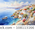 Captivating Greece: Enchanting Watercolor Paintings of the Island Beauty 108113166