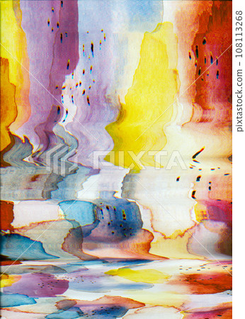 Color abstract background. Paint stain texture. Watercolor design. Bright red yellow blue purple ink pattern on white paper art illustration poster with free space. Color abstract background. Paint stain texture. Watercolor design. Bright red yellow blue purple ink pattern on white paper art illustration poster with free space. 108113268