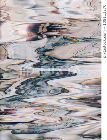 Marble texture glitch. Paint art background. Aquarelle stain pattern. Beige blue gray color mess light illustration free space abstract poster. 108113270