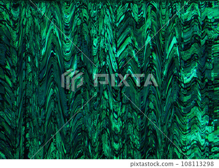 Color glitch background. Static noise. Signal error. Green cyan blue black fuzzy waves texture abstract art illustration poster with free space. Color glitch background. Static noise. Signal error. Green cyan blue black fuzzy waves texture abstract art illustration poster with free space. 108113298