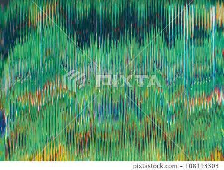 Glitch abstract background. Static noise texture. Frequency error. Green blue orange color vibration digital distortion art illustration wallpaper with free space. Glitch abstract background. Static noise texture. Frequency error. Green blue orange color vibration digital distortion art illustration wallpaper with free space. 108113303