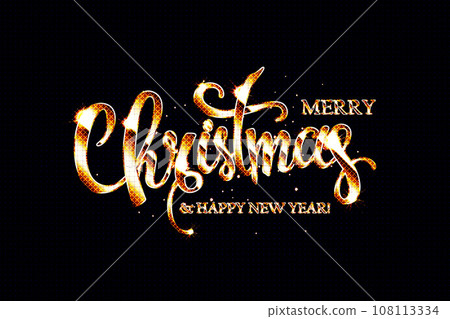 Merry Christmas and Happy New Year lettering 108113334