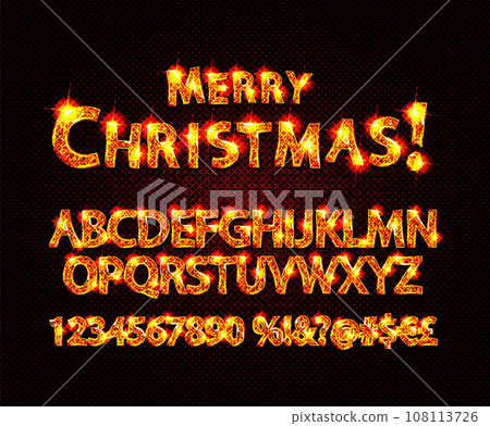 Merry Christmas with Golden Letters and Number 108113726
