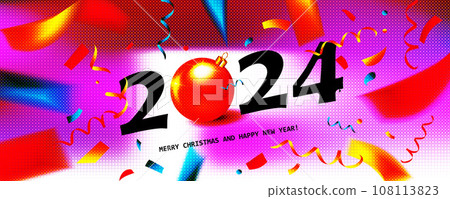 HAPPY NEW YEAR 2024 card vector HAPPY NEW YEAR 2024 card vector 108113823