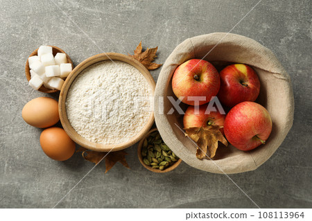 Ingredients for autumn baking, top view. Ingredients for autumn baking, top view. 108113964