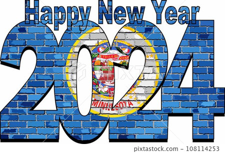 Happy New Year 2024 with Minnesota flag inside 108114253