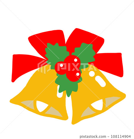 Hand drawn illustration of cute jingle bells with red ribbon Hand drawn illustration of cute jingle bells with red ribbon 108114904