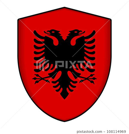 Albania flag in shield shape. Vector illustration. 108114969