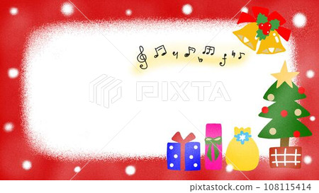 Cute hand drawn frame illustration with christmas tree and presents 108115414