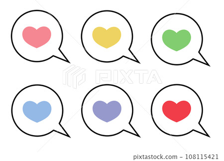 Simple illustration material set of colorful heart mark speech bubbles 108115421