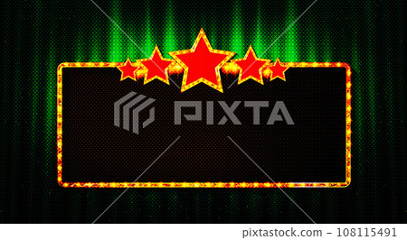 Neon rectangle lamp wall sign isolated 108115491