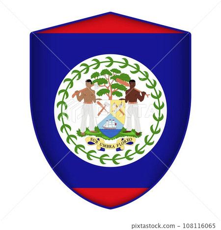 Belize flag in shield shape. Vector illustration. Belize flag in shield shape. Vector illustration. 108116065