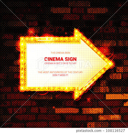 Retro Lightbox in Arrow Shape Template With Red Border. 108116527