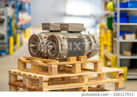 new electric motors ready for export in the factory on pallets new electric motors ready for export in the factory on pallets 108117031