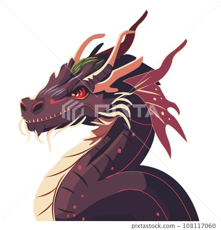 Dragon New Year banner. poster vector purple fabulous Dragon. Chinese 2024 Set of symbols of Chinese New Year - dragon. Magic animal 108117060