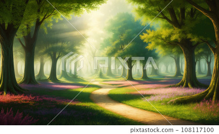 繪畫風格插畫森林光風景背景素材 繪畫風格插畫森林光風景背景素材 108117100