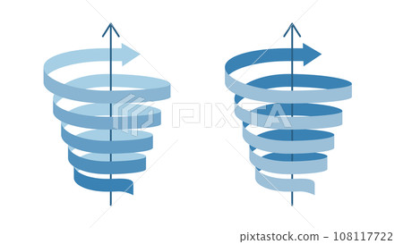 Set of ribbon ribbon arrows rising in a spiral spiral 108117722