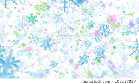 snowflake snow winter crystal ice particles blizzard glitter particles 3D illustration background back 108117887