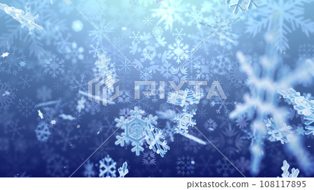 snowflake snow winter crystal ice particles blizzard glitter particles 3D illustration background back snowflake snow winter crystal ice particles blizzard glitter particles 3D illustration background back 108117895