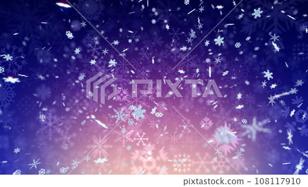 snowflake snow winter crystal ice particles blizzard glitter particles 3D illustration background back 108117910
