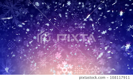 snowflake snow winter crystal ice particles blizzard glitter particles 3D illustration background back 108117911