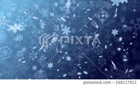 雪花雪冬天水晶冰顆粒暴風雪閃光顆粒3D插畫背景背面 108117921