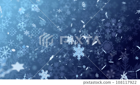 雪花雪冬天水晶冰顆粒暴風雪閃光顆粒3D插畫背景背面 108117922