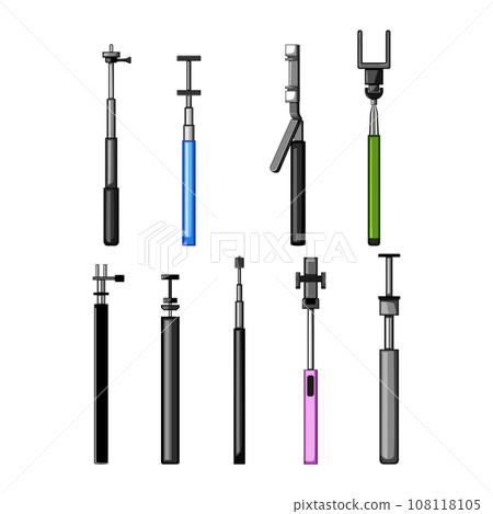 selfie stick set cartoon vector illustration 108118105