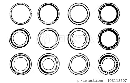 Set of sci fi black circle user interface elements technology futuristic design modern creative on white background vector 108118507