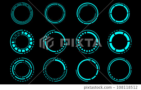 Set of sci fi blue circle user interface elements technology futuristic design modern creative on black background vector Set of sci fi blue circle user interface elements technology futuristic design modern creative on black background vector 108118512