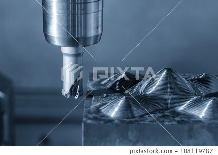 The CNC milling machine rough cutting the injection mold parts by indexable tools. 108119787