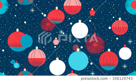 New Year and Christmas tree ornaments - balls. Seamless pattern. For packaging, wrapping paper New Year and Christmas tree ornaments - balls. Seamless pattern. For packaging, wrapping paper 108120743