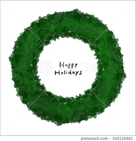 簡單基本的綠色聖誕花環，水彩風格，沒有裝飾 108120982