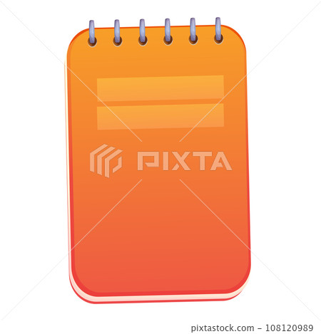 Notebook closed with spiral top view in cartoon style isolated on white background. Office, school diary. 108120989