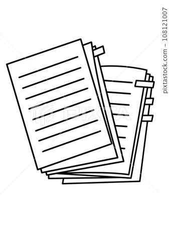 Illustration material where documents with sticky notes such as work and study are piled up messy Illustration material where documents with sticky notes such as work and study are piled up messy 108121007