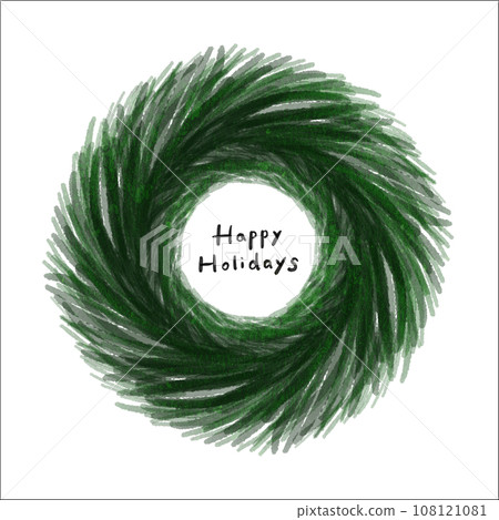 Simple and basic green Christmas wreath with watercolor touch, no decorations 108121081