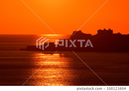 Evening view of warship island Evening view of warship island 108121604