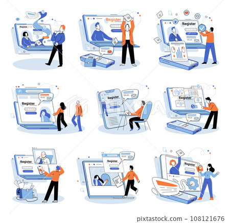 Registration online. Vector illustration. Entering accurate and valid information is crucial for successful online registration The registration online concept emphasizes importance efficient digital Registration online. Vector illustration. Entering accurate and valid information is crucial for successful online registration The registration online concept emphasizes importance efficient digital 108121676