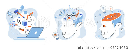 Abstract thinking. Vector illustration. Emotions can influence our abstract thinking, sparking inspiration and guiding our creative processes Education serves as catalyst for developing abstract 108121680