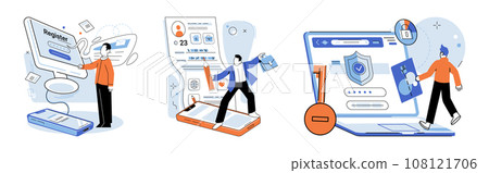 Authentication. Vector illustration. The authentication metaphor highlights significance proving ones identity Development efforts should focus on creating secure and reliable system User interface 108121706