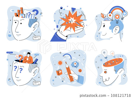 Mindset. Vector illustration. The mindset metaphor aids in comprehending abstract concepts and constructing mental models Positive thinking empowers individuals to overcome obstacles and reach 108121718