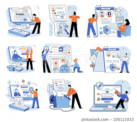 Account login. Vector illustration. The user interface login page should be designed for simplicity and ease use The account login metaphor compares process to entering private space Development 108121833