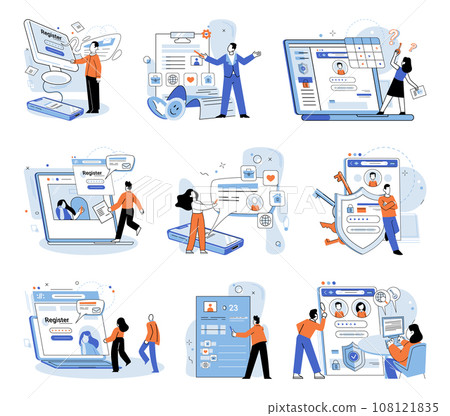 User authorization. Vector illustration. Privacy protection is crucial for maintaining security user data Safety measures should be implemented to safeguard users from online threats User accounts 108121835