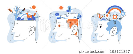 Positive thinking. Vector illustration. An optimistic mindset fosters resilience in face challenges The positive thinking concept encourages us to focus on solutions rather than problems Our feelings Positive thinking. Vector illustration. An optimistic mindset fosters resilience in face challenges The positive thinking concept encourages us to focus on solutions rather than problems Our feelings 108121837