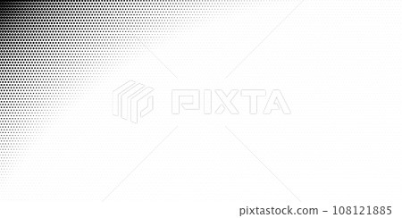 PrintPixel corner with a halftone raster pattern of small black circles on a white background PrintPixel corner with a halftone raster pattern of small black circles on a white background 108121885