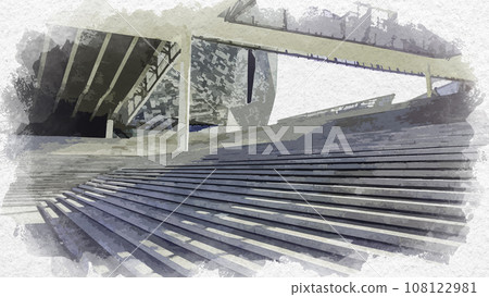 水彩風格 角川武藏野博物館 仙人露台 所澤佐倉町 埼玉縣 所澤市 108122981