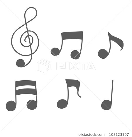 各種音符的簡單手繪插圖 108123597