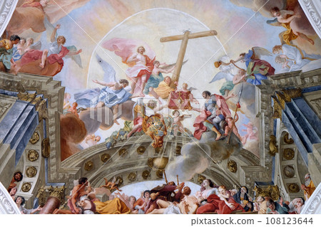 Adoration of the Holy Blood relic, fresco by Cosmas Damian Asam in the Basilica of St. Martin and Oswald in Weingarten, Germany Adoration of the Holy Blood relic, fresco by Cosmas Damian Asam in the Basilica of St. Martin and Oswald in Weingarten, Germany 108123644